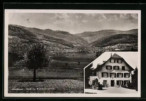 AK Abendsmatt, Blick ins Waldenburgertal und Gasthaus Abendsmatt