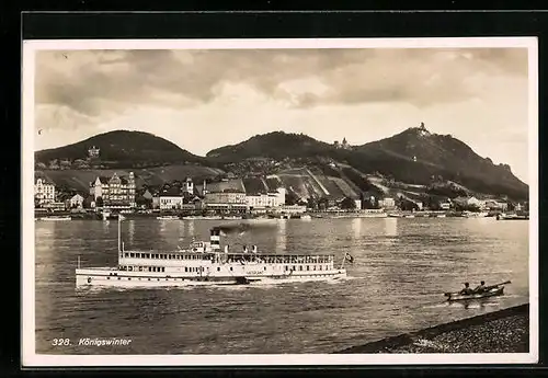 AK Königswinter, Rheindampfer Vaterland vor der Stadt