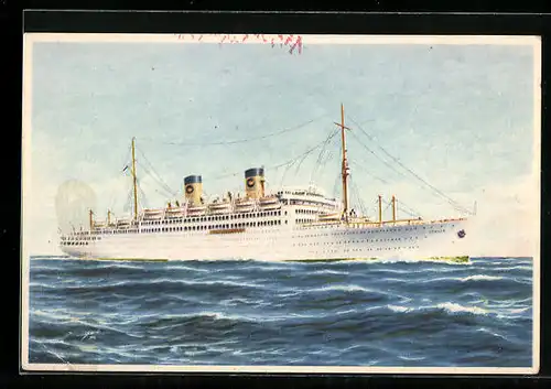 Künstler-AK Home Lines, das Passagierschiff M.S. Italia in voller Fahrt