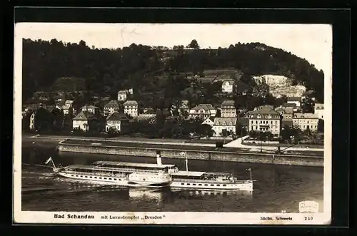 AK Bad Schandau, Luxusdampfer Dresden passiert die Stadt