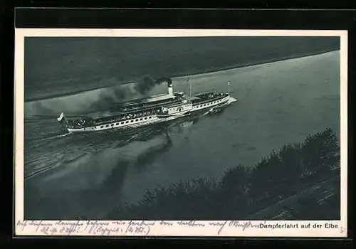 AK Dampferfahrt auf der Elbe mit dem Dampfer Dresden