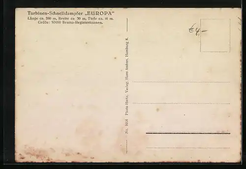 AK Turbinen-Schnelldampfer Europa