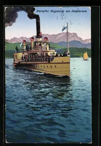 AK Binnenschiff Dampfer Augsburg auf dem Ammersee