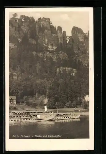 AK Bastei, Elbdampfer Leipzig in der Sächs. Schweiz