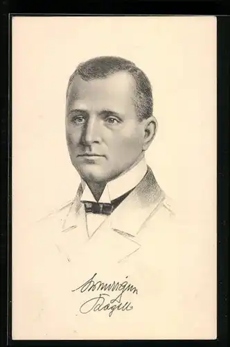 Künstler-AK Portrait des Kapitänleutnanten Otto Weddigen, dem Kommandanten des U-Bootes U9