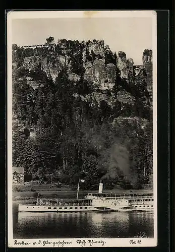 AK Bastei a.d. Elbe, Dampfer Leipzig