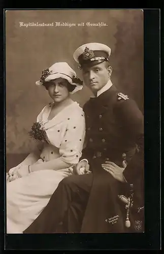 AK U-Boot-Kapitänleutnant Otto Weddigen mit Gemahlin