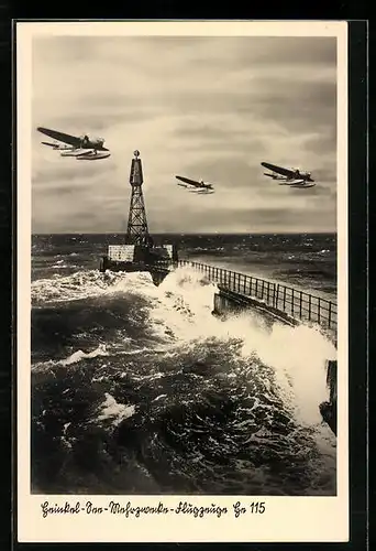 AK Wasserflugzeuge des Typs Focke-Wulf Stösser im Staffelflug