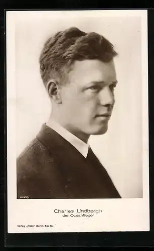 AK Portrait Charles Lindbergh der Oceanflieger