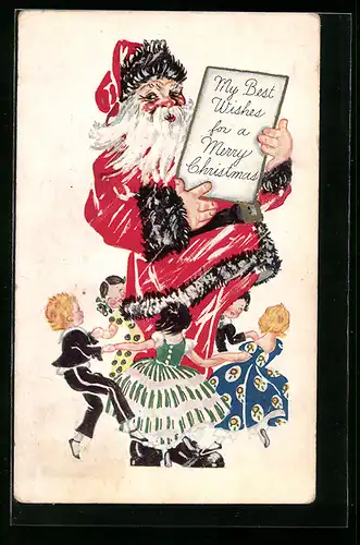 AK Kinder tanzen um den Weihnachtsmann herum