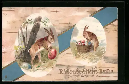 AK Osterhasen verstecken Ostereier