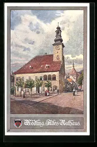 Künstler-AK Rudolf Schmidt: Deutscher Schulverein Nr. 386, Mödling, Altes Rathaus