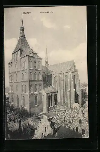 AK Rostock, Blick zur Marienkirche