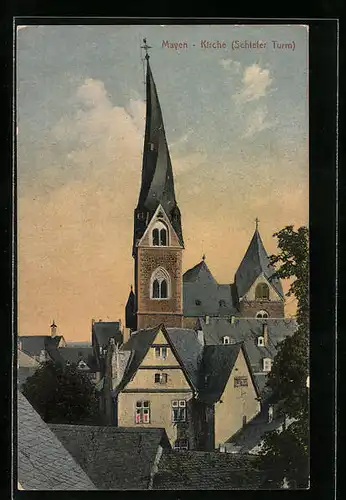 AK Mayen, Schiefer Turm der Pfarrkirche