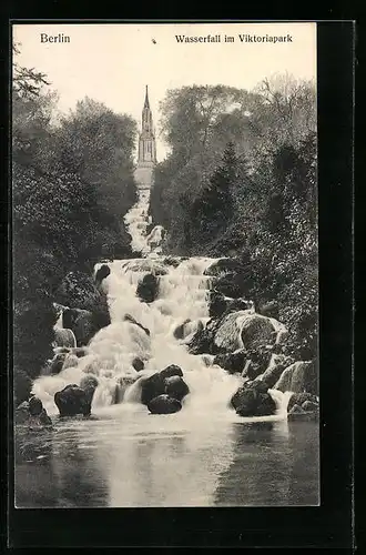 AK Berlin-Kreuzberg, Wasserfall im Viktoriapark