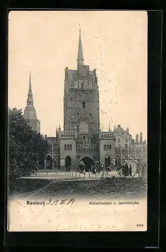 AK Rostock, Kröpelinertor und Jacobikirche