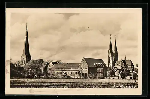 AK Billerbeck i. W., Panorama mit Johannis-Schule