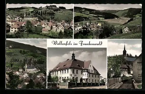 AK Wallenfels /Frankenwald, Turmgebäude, Ortspartie mit Kirche, Ortsansichten