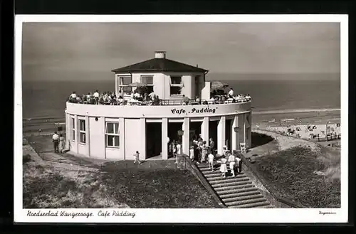 AK Wangerooge /Nordsee, Cafe Pudding mit Gästen