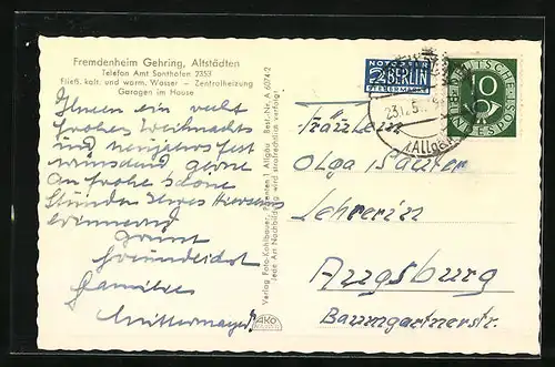 AK Altstädten bei Sonthofen, Pension Fremdenheim Gehring