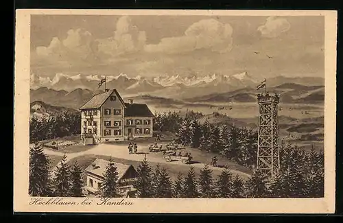 AK Hochblauen bei Kandern, Blick auf Hotel mit Umgebung