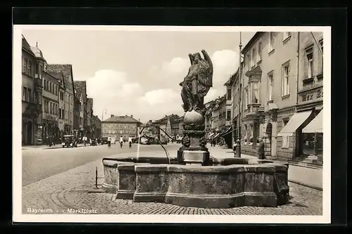 AK Bayreuth, Brunnen auf dem Marktplatz