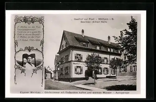 AK Müllheim i. B., Partie am Gasthof zur Post