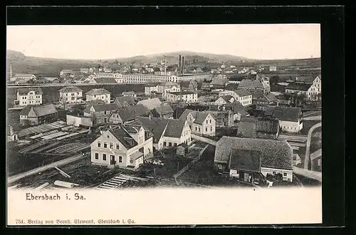 AK Ebersbach i. Sa., Teilansicht aus der Luft