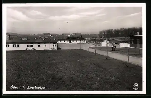 AK Löbau i. Sa., Blick auf das Barackenlager