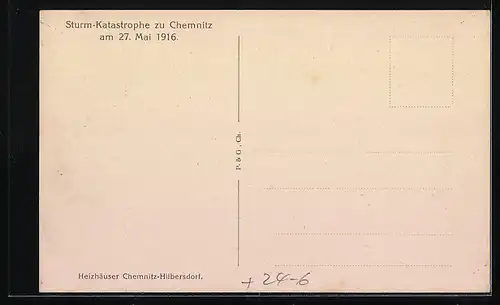 AK Chemnitz, Die Sturm-Katastrophe am 27. Mai 1916, Unwetter, Soldat mit Pickelhaube