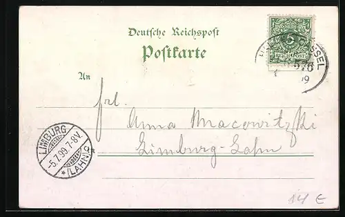 Lithographie Kassel, Auethor, Orangerie-Schloss, neue luth. Kirche