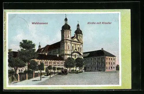 Relief-AK Waldsassen, Kirche mit Kloster