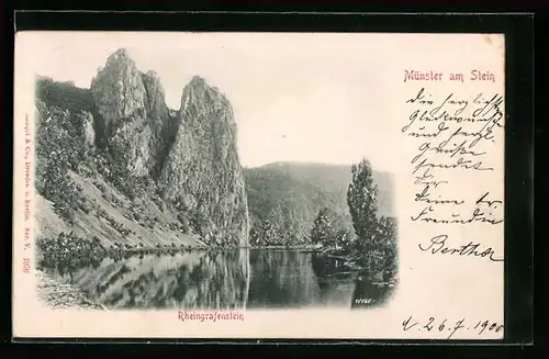 Relief-AK Münster am Stein, Rheingrafenstein