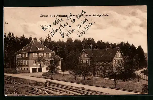 AK Althütte, Neues und altes Schulgebäude