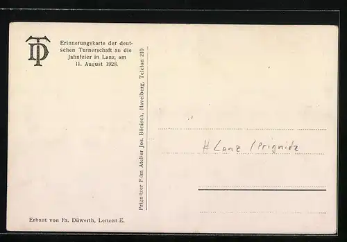 AK Lanz /Prignitz, Jahnfeier 1928, Jahn-Ehrenhalle