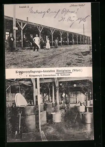 AK Bietigheim /Württ., Kriegsverpflegungs-Anstalten, Kriegsverpfl. Unternehmer E. Kallhardt, Anstalt II u. Offene Halle