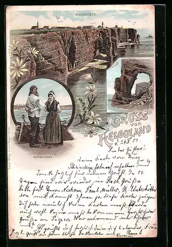 Lithographie Helgoland, Westküste, Nationaltanz