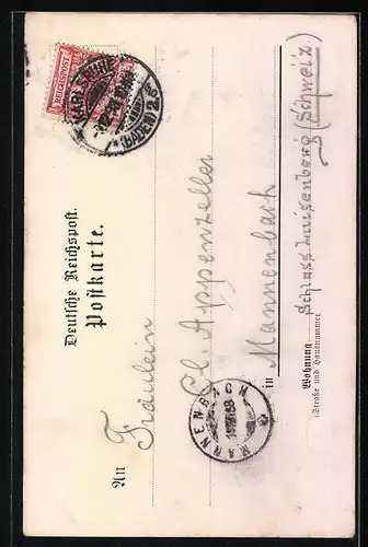 AK Karlsruhe, Grossh. Baugewerkschule mit Strasse, Wappen