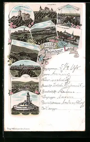 Lithographie Gotha /Th., Ortsansichten Gotha, Erfurt, Weimar und weitere Ansichten aus Thüringen