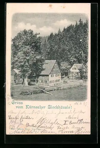 AK Wiggensbach, Kürnacher Blockhäusle mit Nachbarhaus