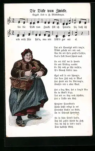 Lied-AK Hilmar Mückenberger: Erzgeb. Lied, Die Dicke vun Zwicke