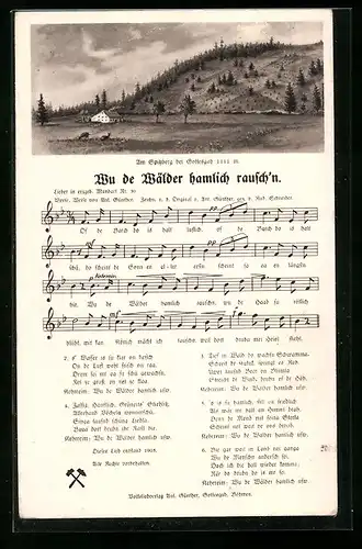 Lied-AK Anton Günther Nr. 30: Gottesgab, Wu de Wälder..., Haus am Spitzberg