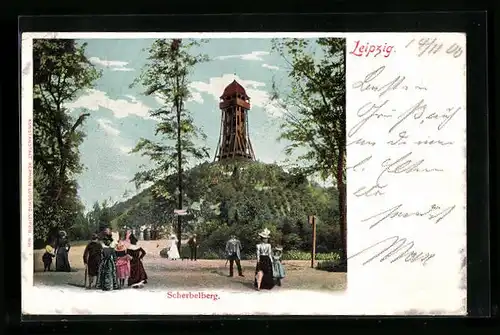 AK Leipzig, Aussichtsturm auf dem Scherbelberg