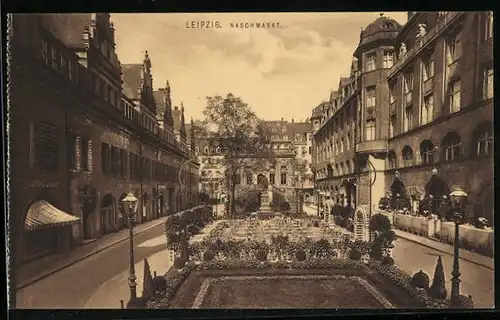 AK Leipzig, Naschmarkt mit Cafe