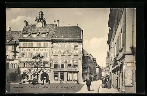 AK Konstanz, Obermarkt, Blick n. d. Wessenbergstrasse, Gasthof Barbarossa