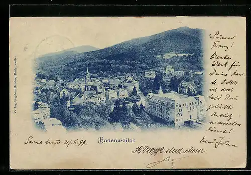 AK Badenweiler, Ortspartie mit Kirche