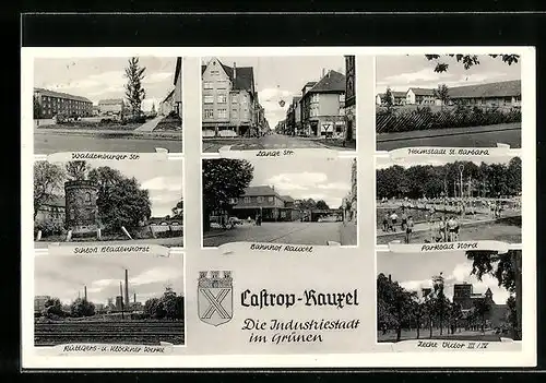 AK Castrop-Rauxel, Schloss Bladenhorst, Langestrasse, Bahnhof