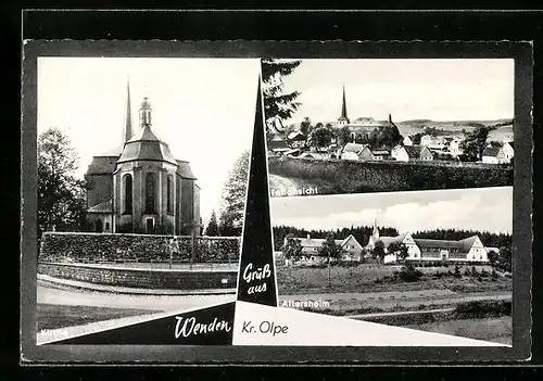 AK Wenden /Kr. Olpe, Teilansicht, Kirche und Altersheim