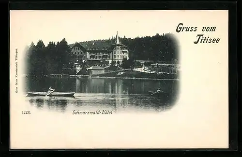 AK Titisee, Schwarzwald-Hotel vom Wasser aus