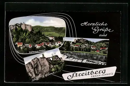 AK Streitberg /Fränk. Schweiz, Ortsansicht, Streitburg u. Neideck
